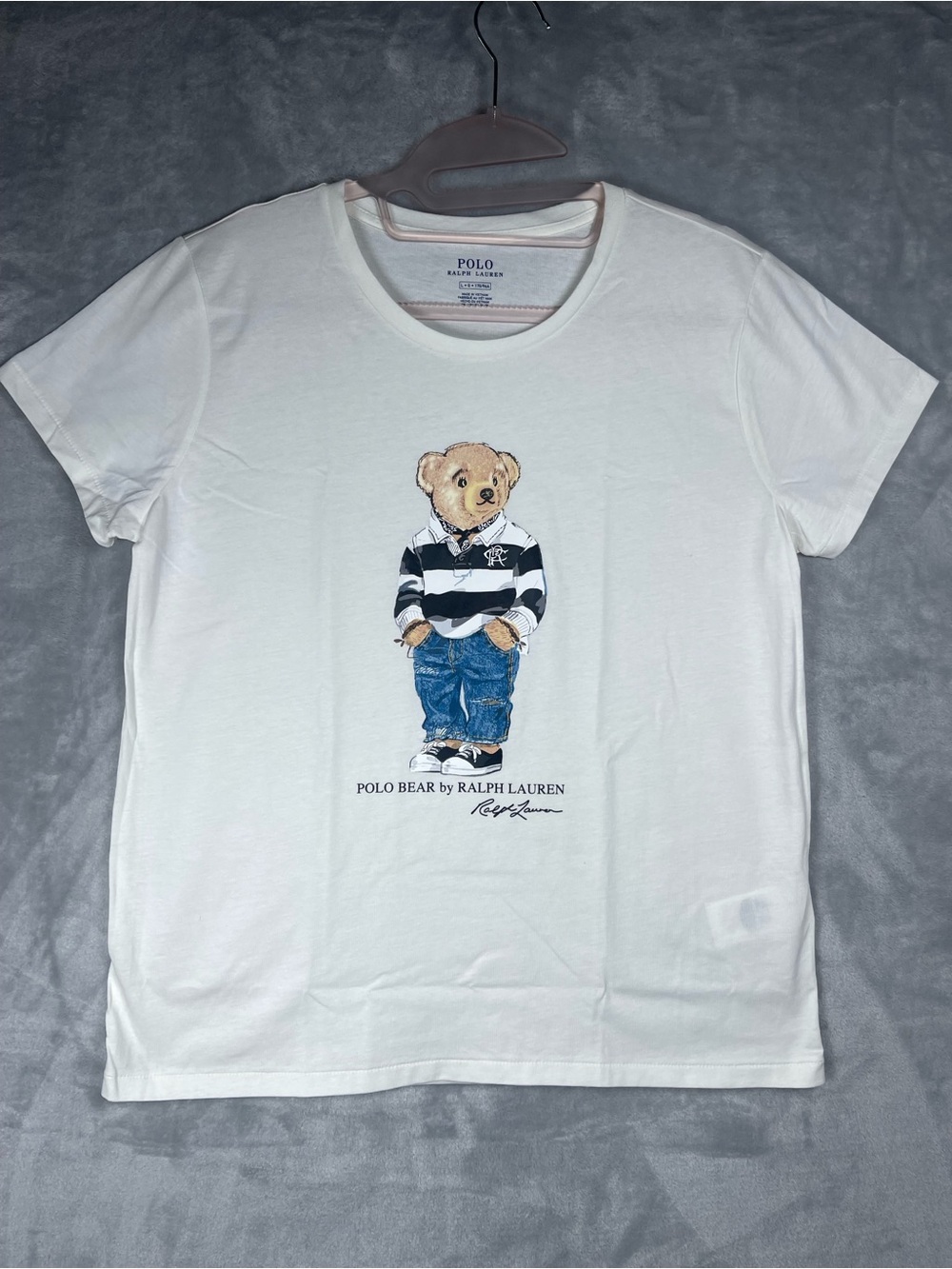 Women’s Ralph Lauren White Polo Bear Graphic Cotton Crewneck Tee